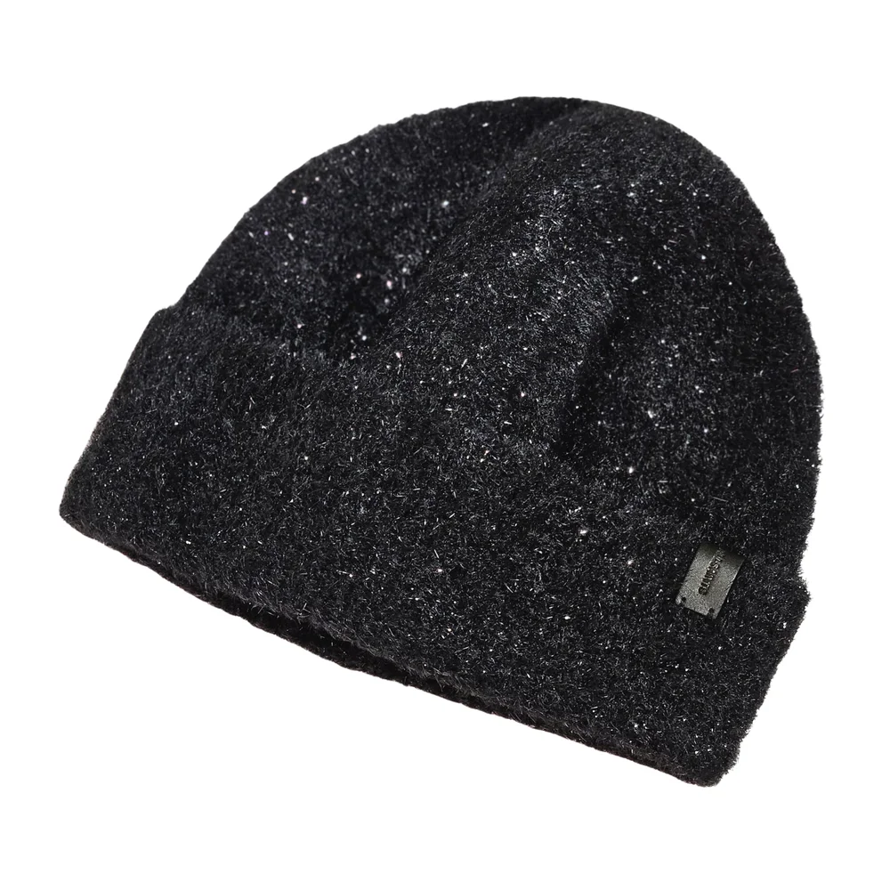 All Saints Beanie Hat Black Metallic Eyelash Knit Streetwear Outdoor Gift Modern